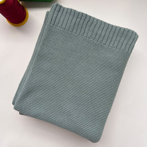 Grey water blue cotton knit baby blanket, plain color option