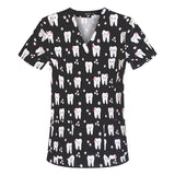 Stretch Nurse Uniform Female Print Dental Stretch Quick Dry Dental Hospital Oral Care Work Brush Hand Clothes Hand Washing Clothes