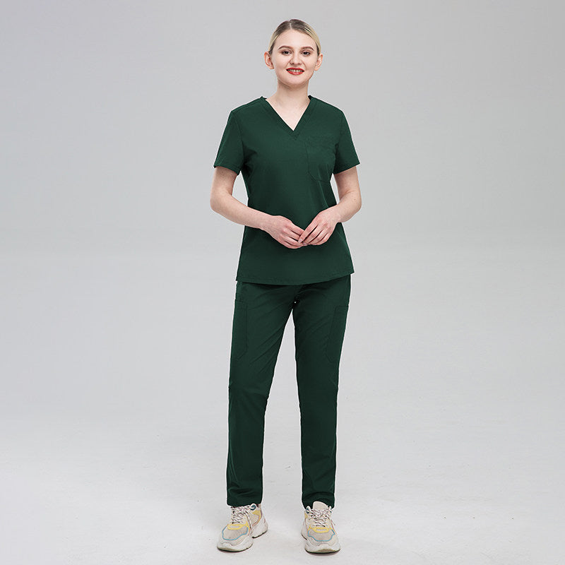 Nian Qing high quality solid color male and female surgeon uniforms, nurse uniforms, short sleeve surgical pets, hospital clinic overalls