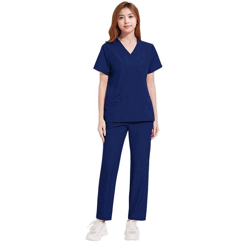 Hand washing clothes for men and women, lightweight, comfortable, breathable, casual V-neck doctor and nurse overalls, multi-color and layerable