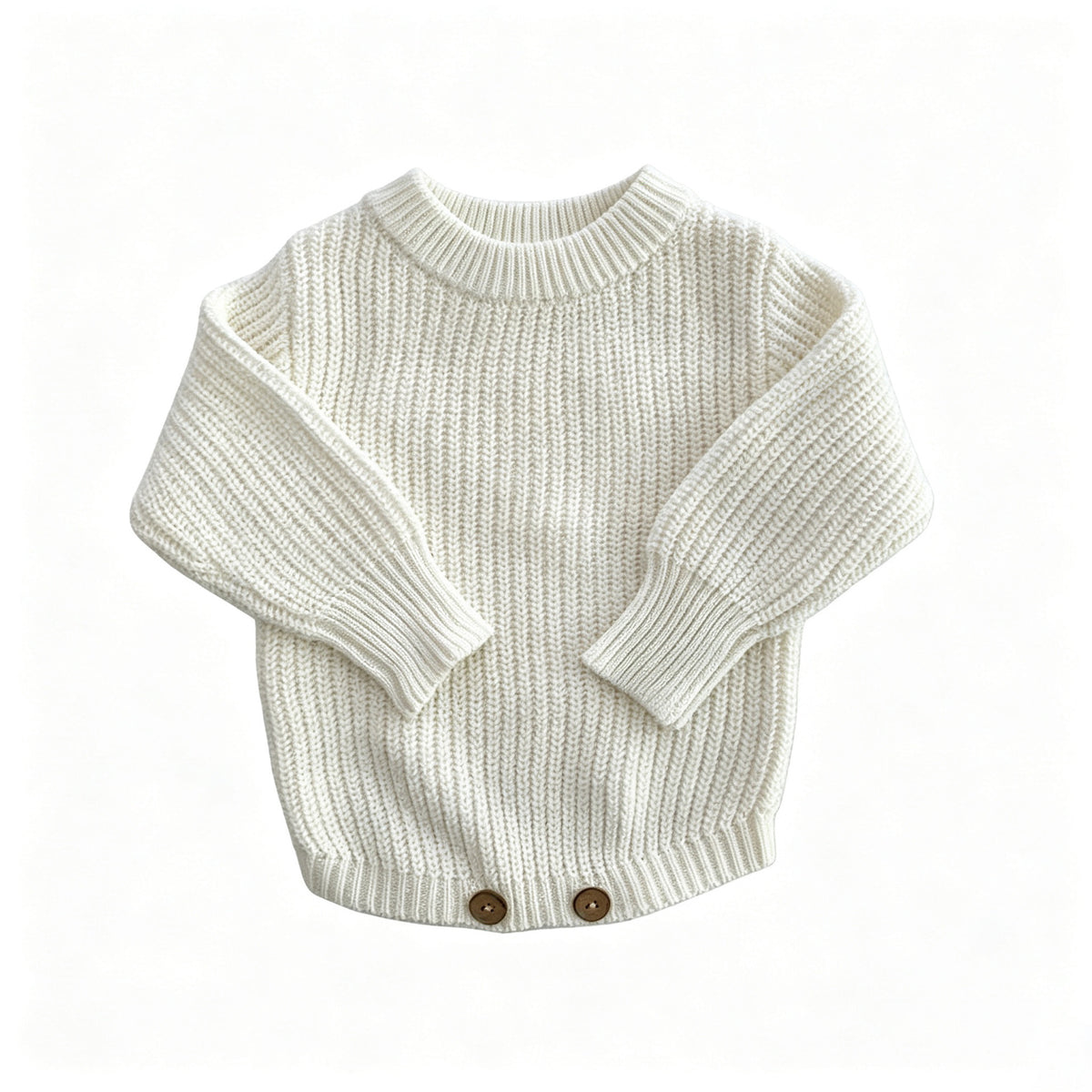 White – Classic Hem knit baby romper