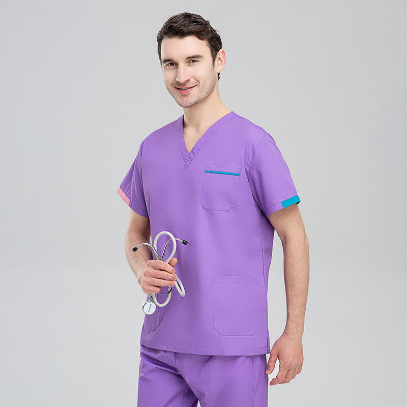 Nurse uniform split set, plastic surgeon, dentistry, oral surgery, operating room workwear, hospital hand-washing gown, short-sleeve
