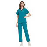 Nianqing unisex new hand washing clothes V-neck contrast design beauty salon dental clinic hospital nurse uniform