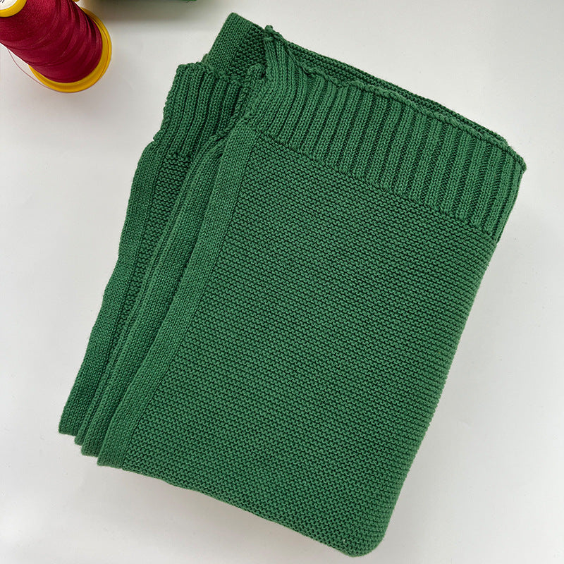Christmas Green knit baby blanket, plain color option