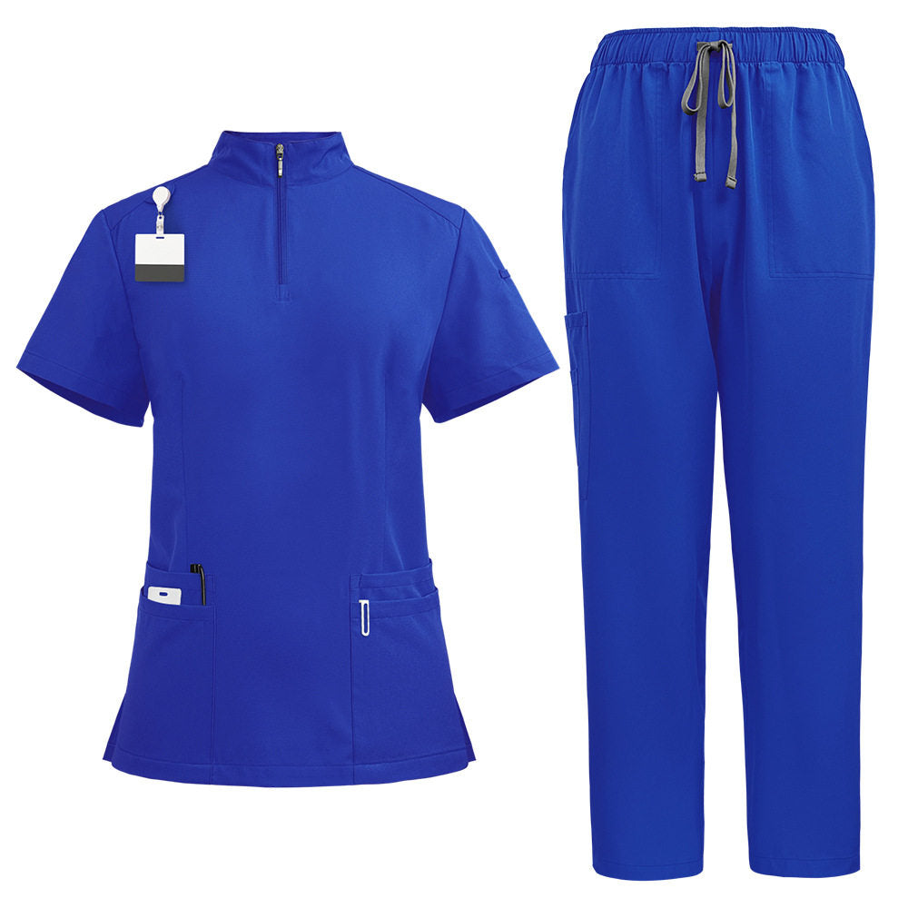 Temperament style stand-up collar hand washing clothes Hospital doctors and nurses beauty salon nurse uniforms work clothes solid color surgical clothes are quick-drying