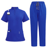 Temperament style stand-up collar hand washing clothes Hospital doctors and nurses beauty salon nurse uniforms work clothes solid color surgical clothes are quick-drying