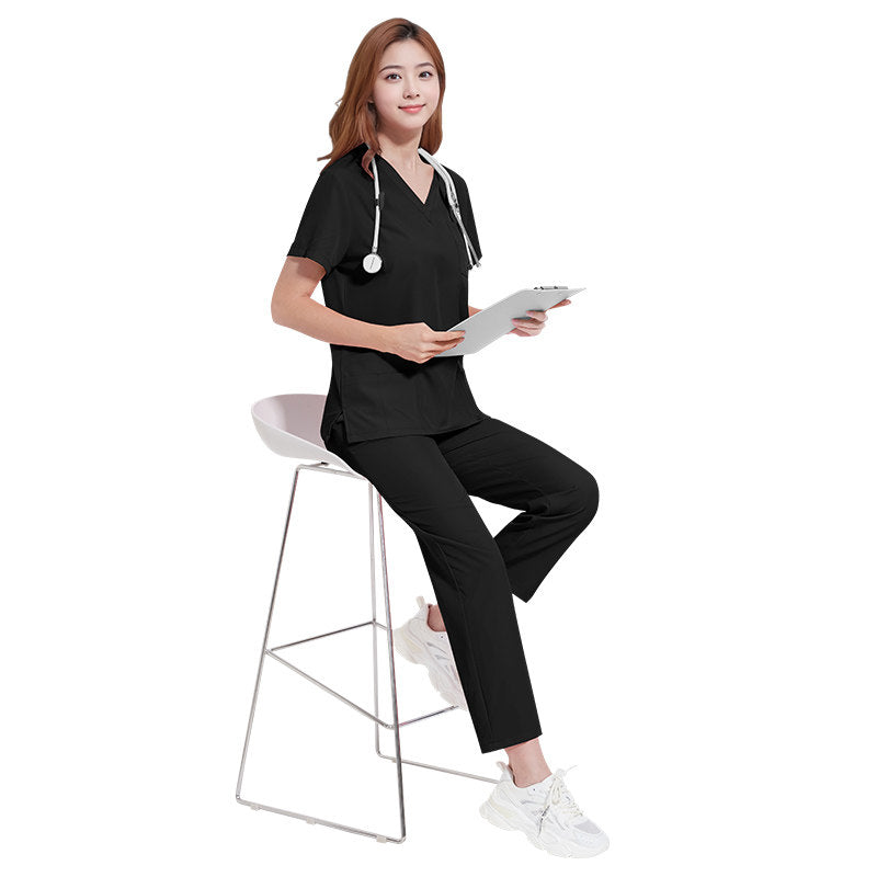 Hand washing clothes for men and women, lightweight, comfortable, breathable, casual V-neck doctor and nurse overalls, multi-color and layerable