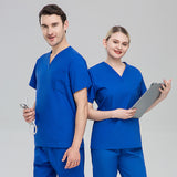 Plus size solid color polyester cotton overalls short sleeve hand clothes hand clothes hand clothes brush hand clothes surgical clothes dental brush hand clothes women