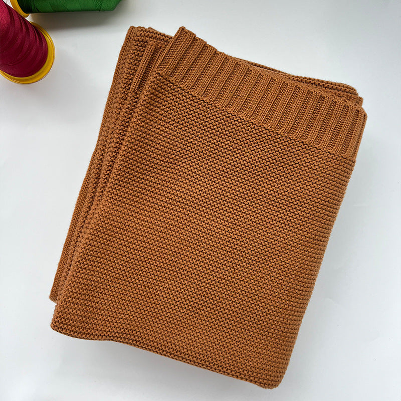 Brown knit baby blanket, plain color option