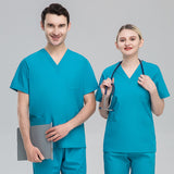 Plus size solid color polyester cotton overalls short sleeve hand clothes hand clothes hand clothes brush hand clothes surgical clothes dental brush hand clothes women