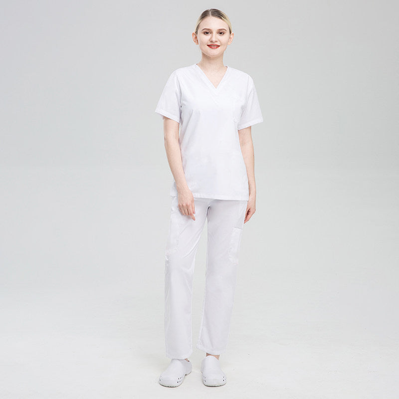 Nian Qing high quality solid color male and female surgeon uniforms, nurse uniforms, short sleeve surgical pets, hospital clinic overalls