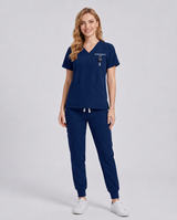 Custom Embroidered Unisex Jogger Scrub Set – V-Neck Two Front Pockets Medical Uniform