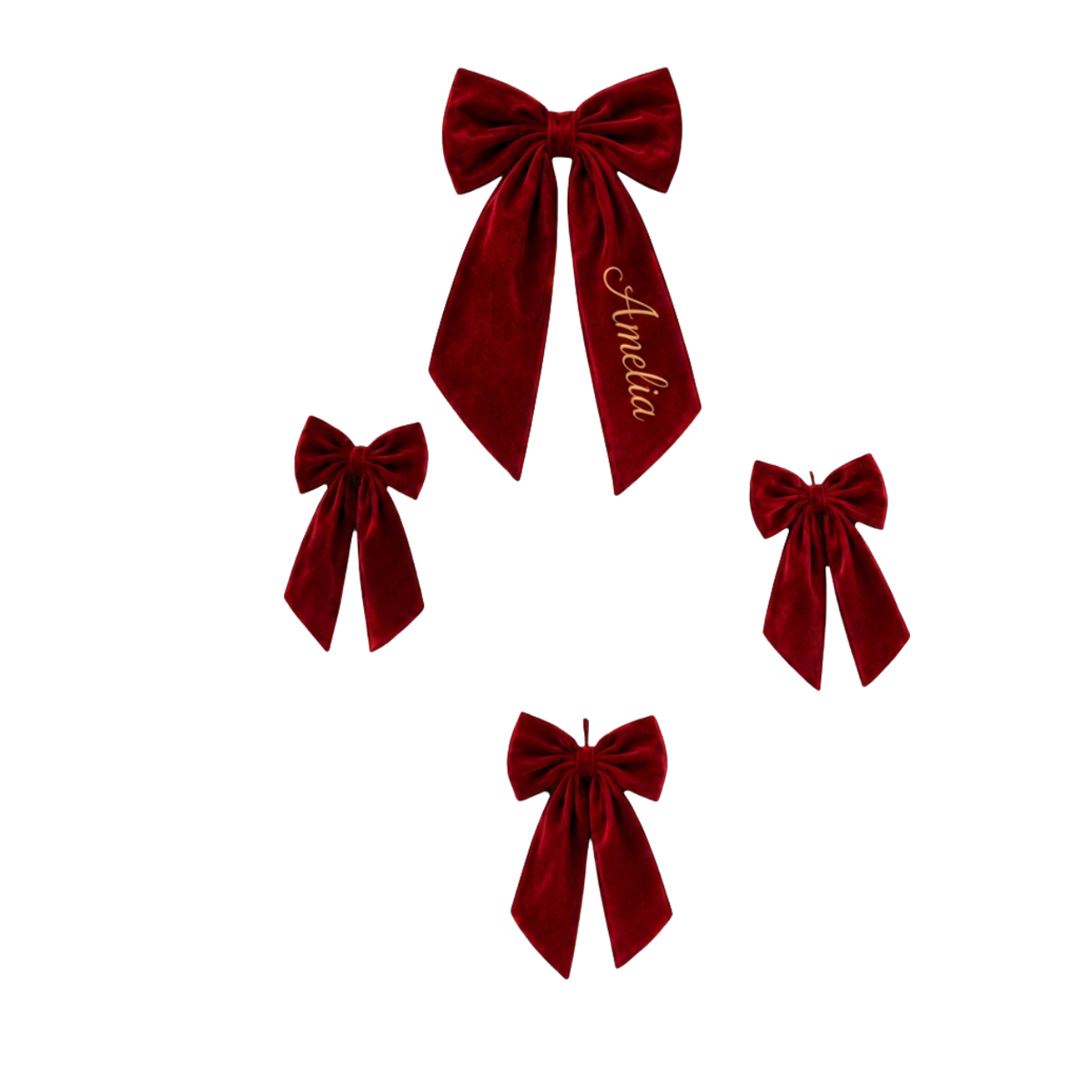 Personalized Embroidered Velvet Christmas Bow | Custom Name or Initial Holiday Bow