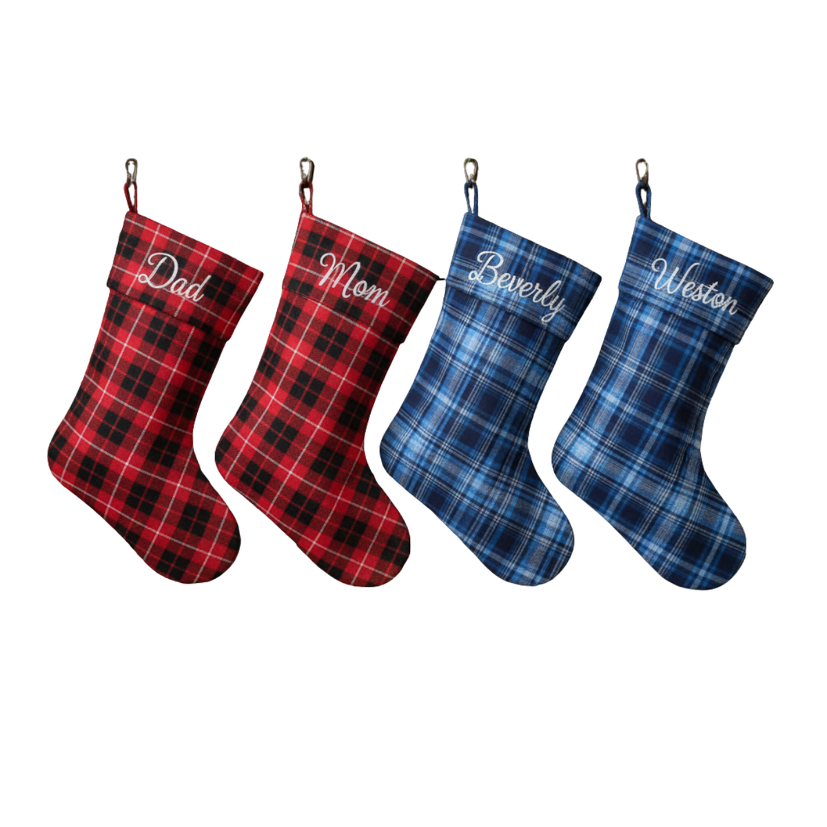 Personalized Tartan Christmas Stocking | Embroidered Name on Tartan Fold-Over Cuff