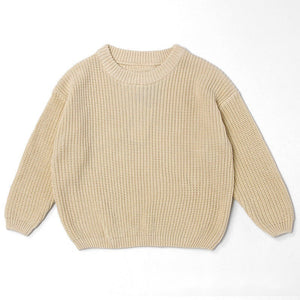 Apricot chunky knit kids sweater, plain color option