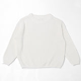 White chunky knit kids sweater, plain color option
