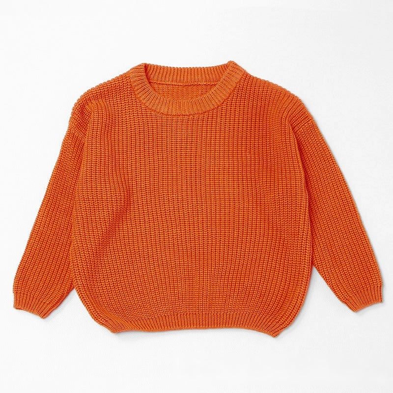Pumpkin chunky knit kids sweater, plain color option