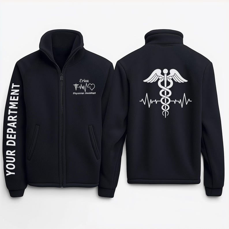 Fully Customized  Medical Fleece Jacket for Nurses & Healthcare Workers | Personalized RN Zip-Up