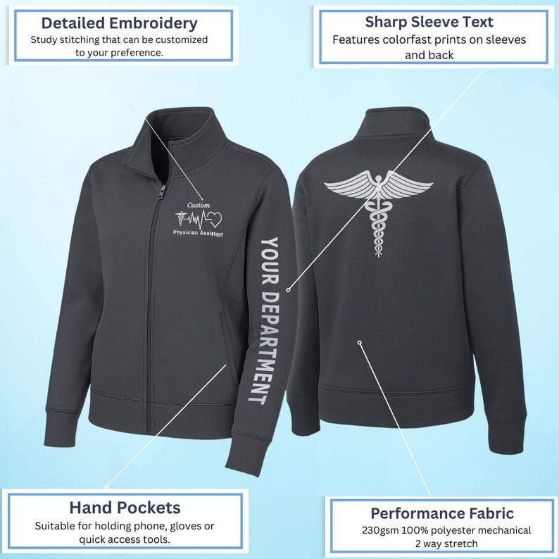 Fully Customized Medical Dri-Fit Jacket – Embroidered Logo, Name & Department