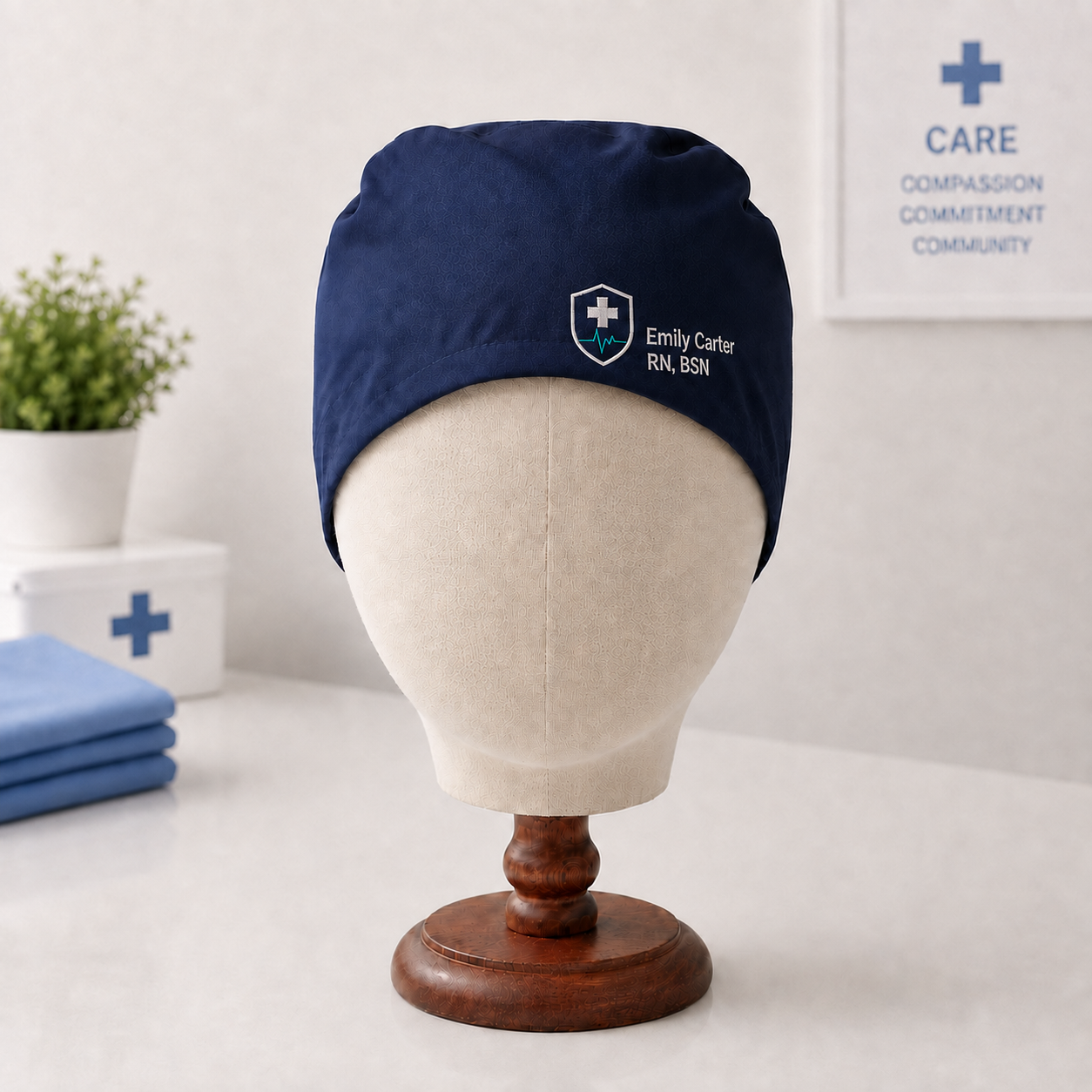 Custom Hospital Embroidered Scrub Cap | Personalized Healthcare Staff Medical Cap