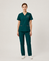 Custom Embroidered Unisex Scrub Set with Contrast Trim – V-Neck Dental Nurse Uniform