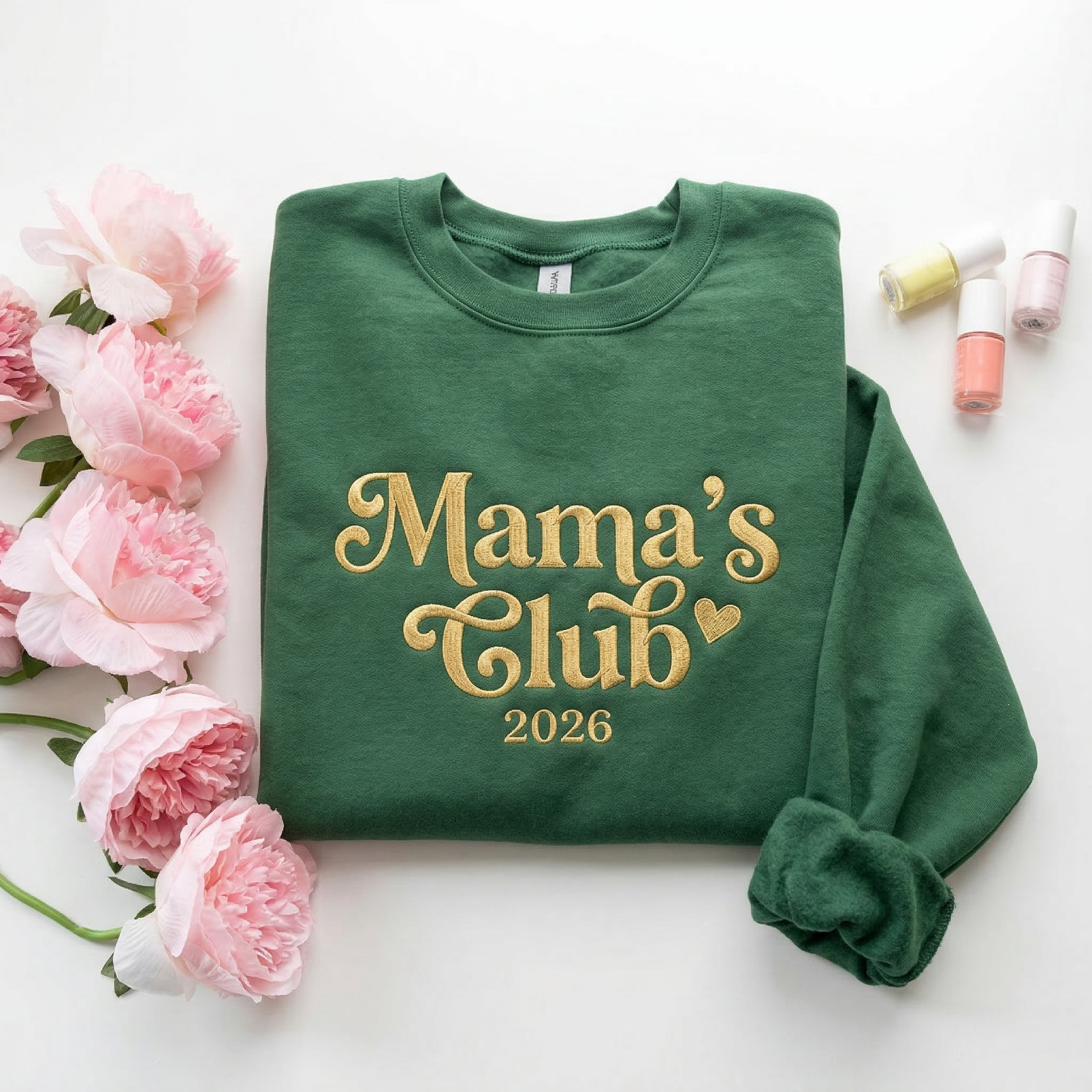 Mama's Club Est. Year Elegant Serif Embroidered Sweatshirt | Classic Mama Gift
