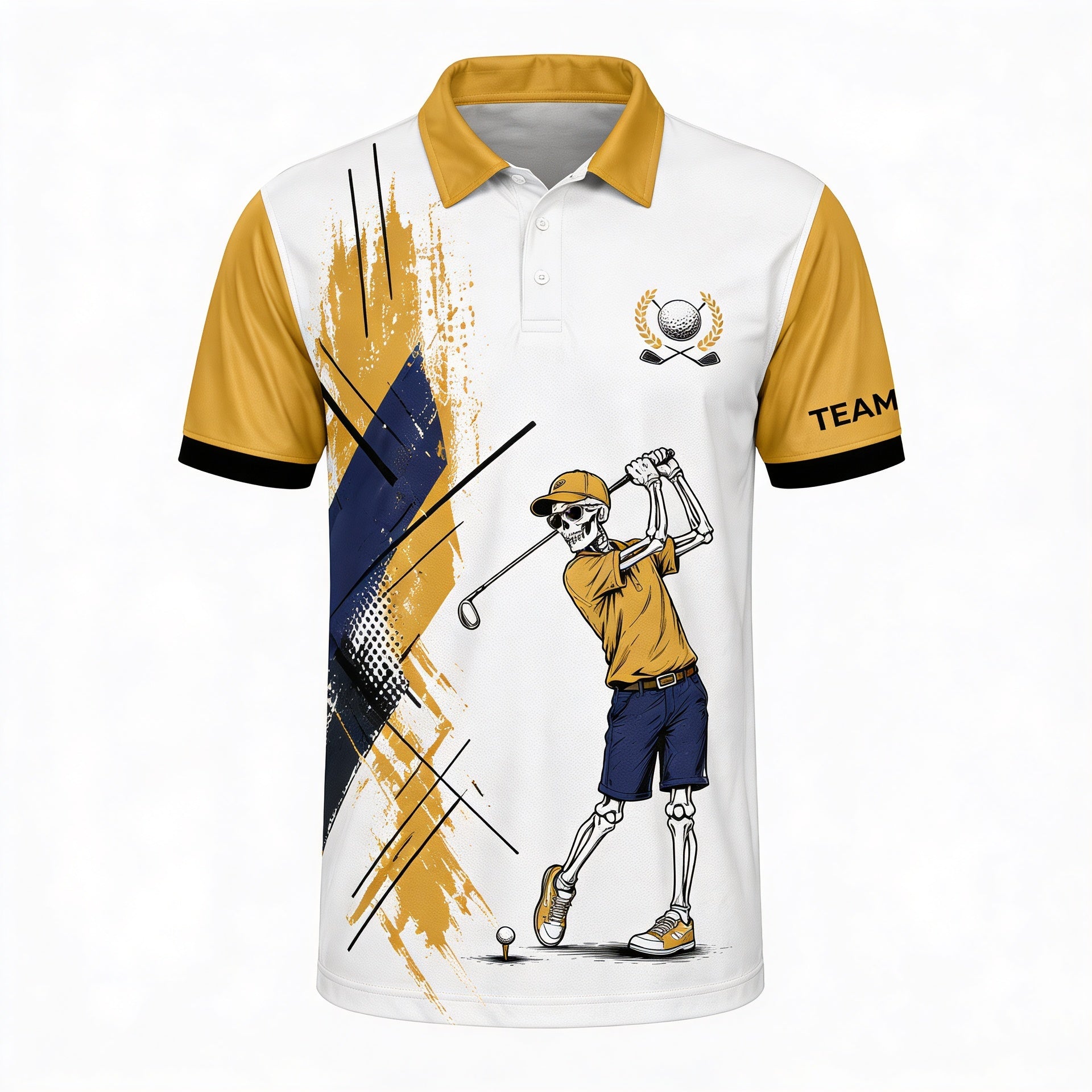 Custom 3D Polo Shirt Weekend Forecast Golfing With a Chance of Beer – Personalized Funny Skeleton Golf Polo