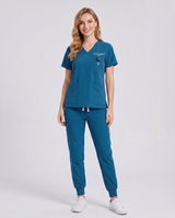 Custom Embroidered Unisex Jogger Scrub Set – V-Neck Two Front Pockets Medical Uniform