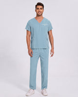 Custom Embroidered Unisex Scrub Set – V-Neck Two Side Pockets Straight-Leg Pants