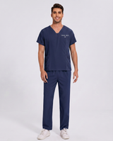 Custom Embroidered Unisex Scrub Set – V-Neck Two Side Pockets Straight-Leg Pants
