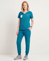 Custom Embroidered Unisex Jogger Scrub Set – V-Neck Medical Uniform with Cargo Pocket