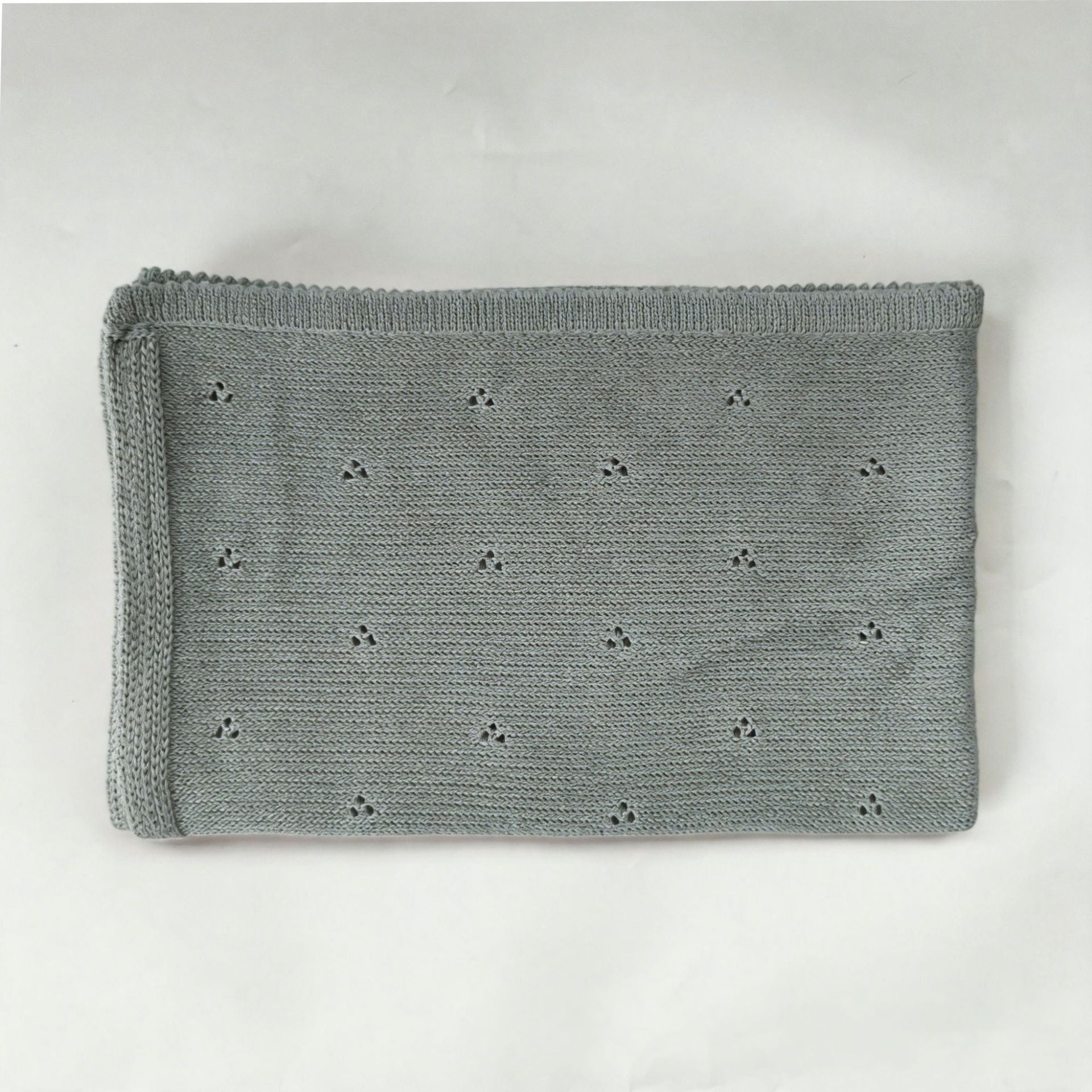 Blue knit baby blanket, plain color option