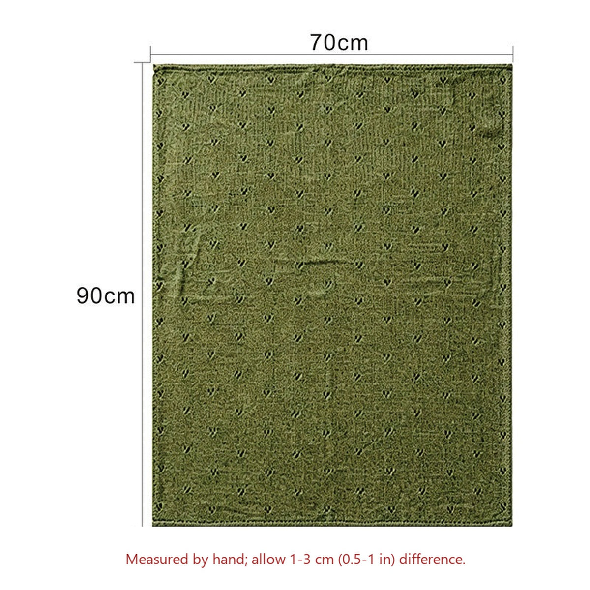 Pointelle blanket size diagram, 70 x 90 cm