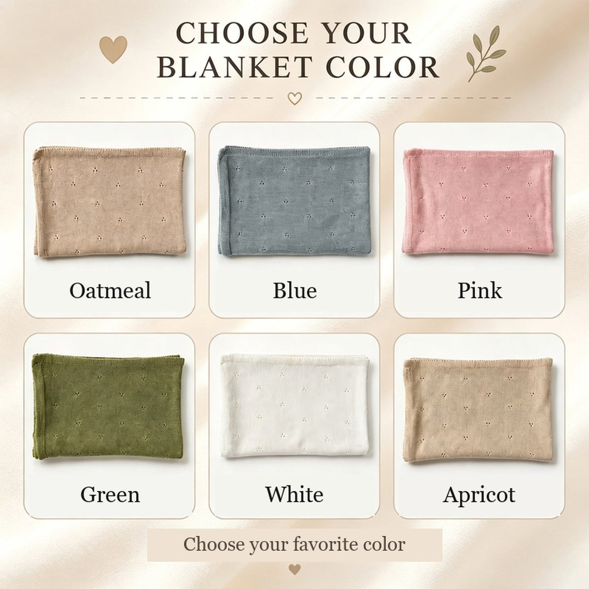 Pointelle blanket color chart with 6 colors