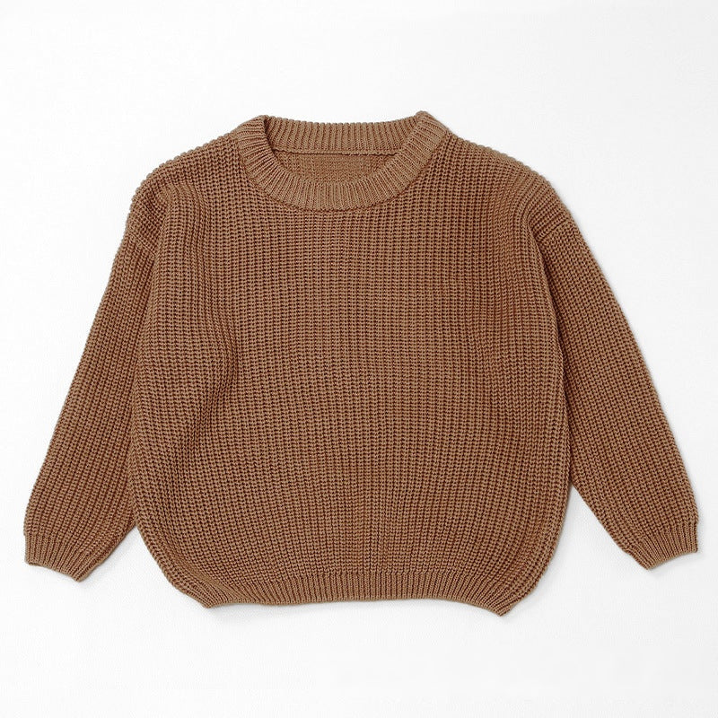 Camel chunky knit kids sweater, plain
