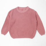 Dusty Rose chunky knit kids sweater, plain