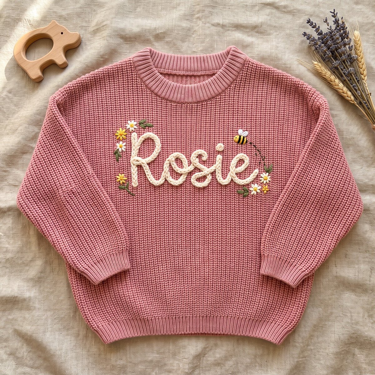 Custom Name Kids Sweater – flat lay