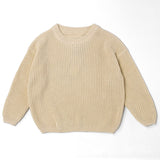 Oatmeal chunky knit kids sweater, plain
