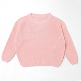 Light Pink chunky knit kids sweater, plain