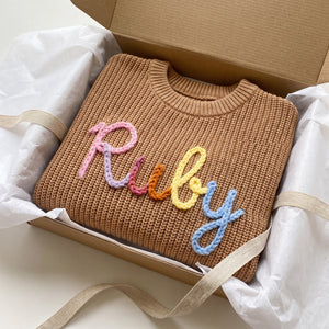 Personalized kids sweater in a gift box
