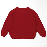Red chunky knit kids sweater, plain