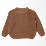 Camel chunky knit kids sweater, plain