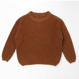 Chestnut Brown chunky knit kids sweater, plain