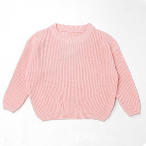 Light Pink chunky knit kids sweater, plain