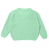 Mint Green chunky knit kids sweater, plain