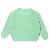 Mint Green chunky knit kids sweater, plain