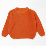 Pumpkin Orange chunky knit kids sweater, plain
