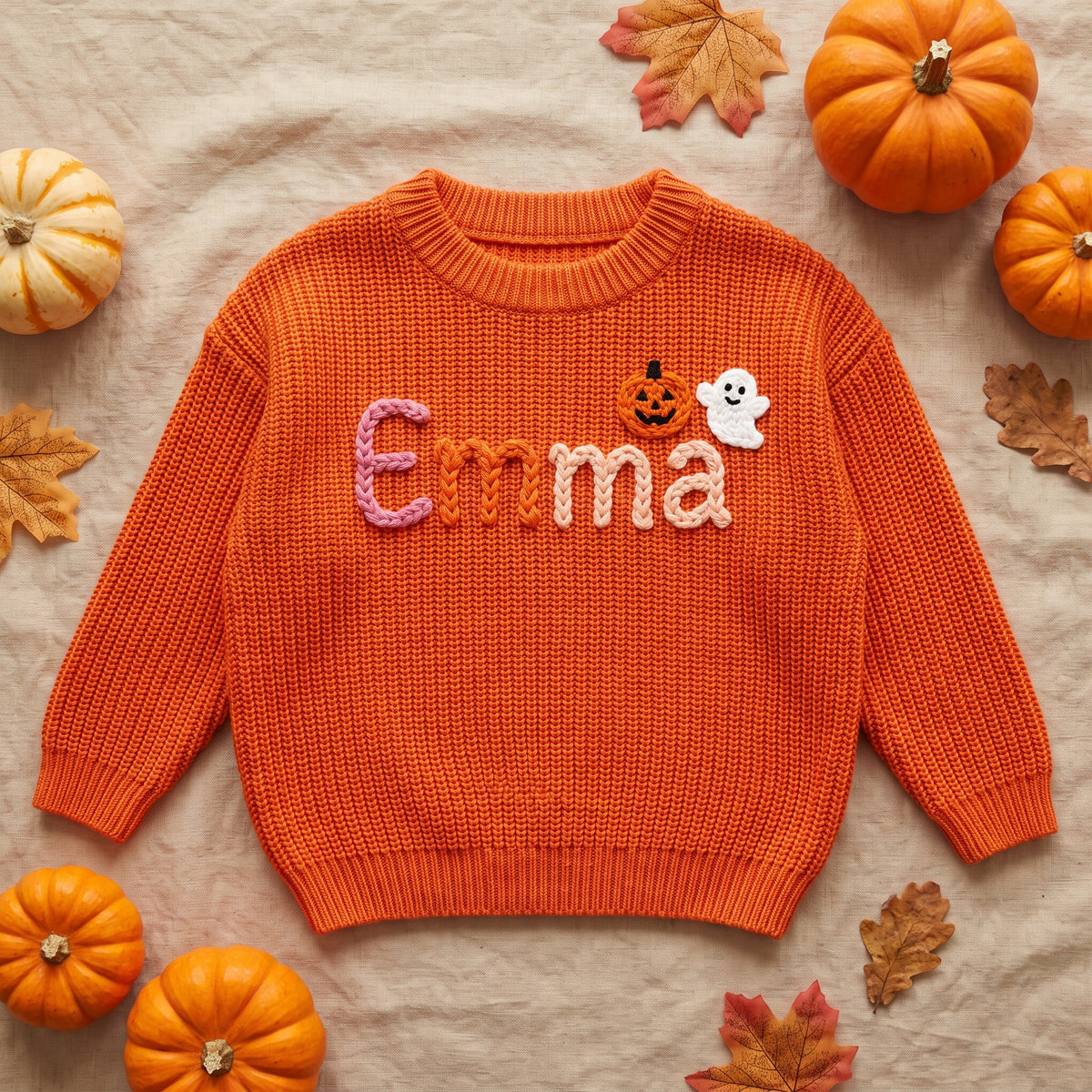 Personalized Holiday Kids Sweater – flat lay