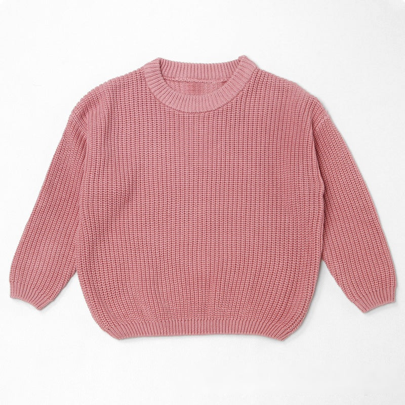 Dusty Rose chunky knit kids sweater, plain