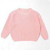 Light Pink chunky knit kids sweater, plain